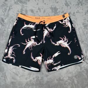 Roark Scorpion Print Hybrid Shorts Size 36 Black Orange